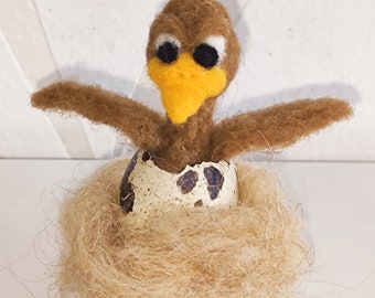 Pipsqueak the small needle felted bird, pure wool