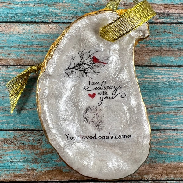 Loss of Loved One, Personalized Memorial Gift, Custom Sympathy Gift, Celebration of Life, Remembrance Shell, Cardinal, Custom Handmade Gift