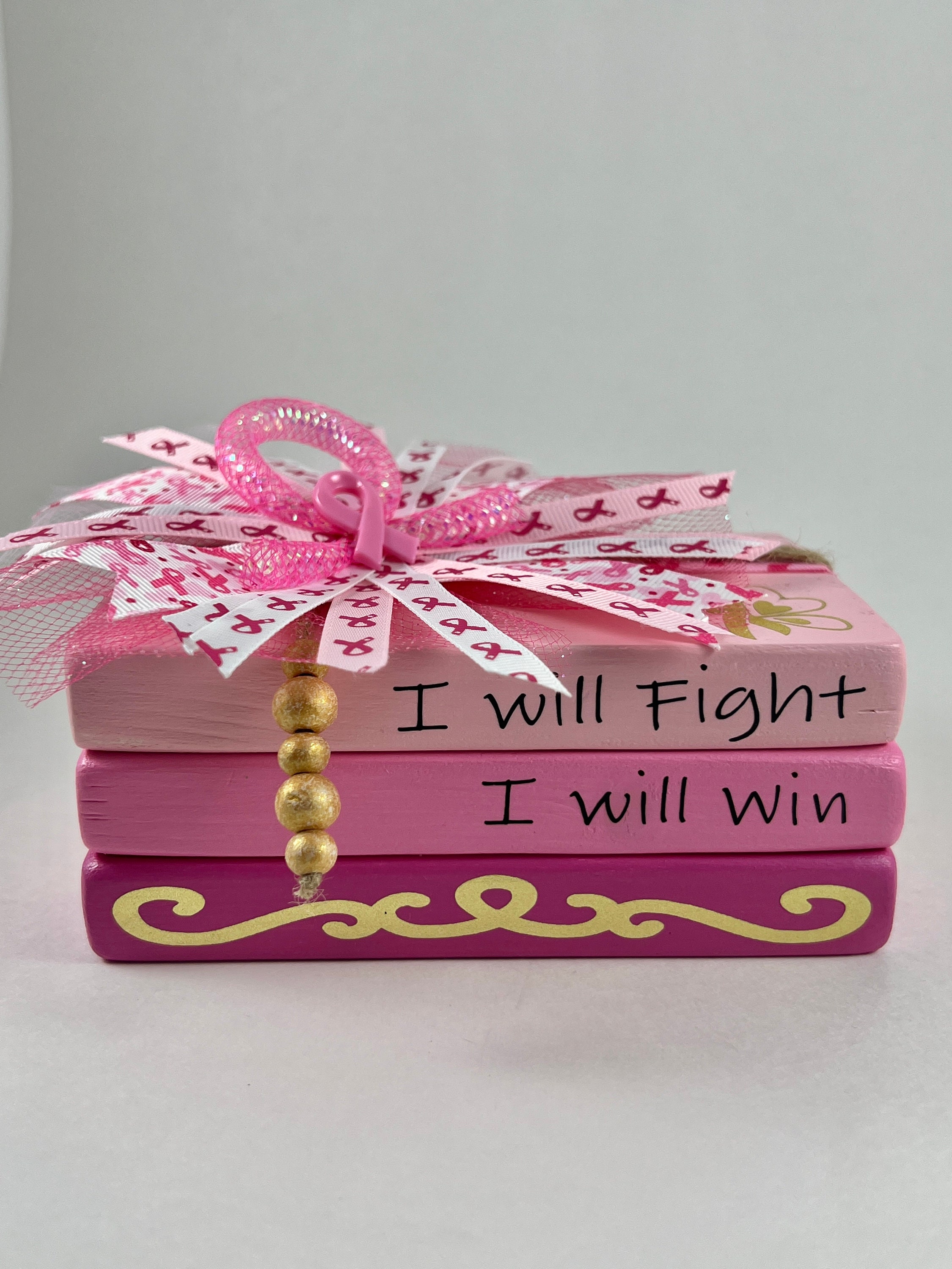 Breast Cancer Awareness Mini Book Stack Cancer Gifts for - Etsy