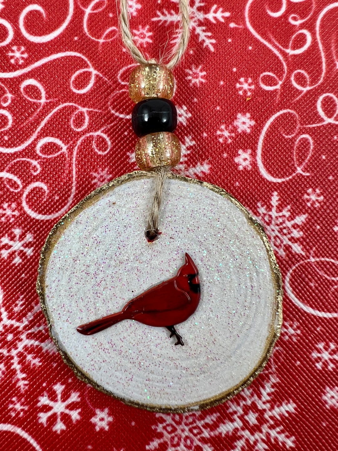 Cardinal Wood Slice Rear View Mirror Charm: Loved One Memorial - Etsy