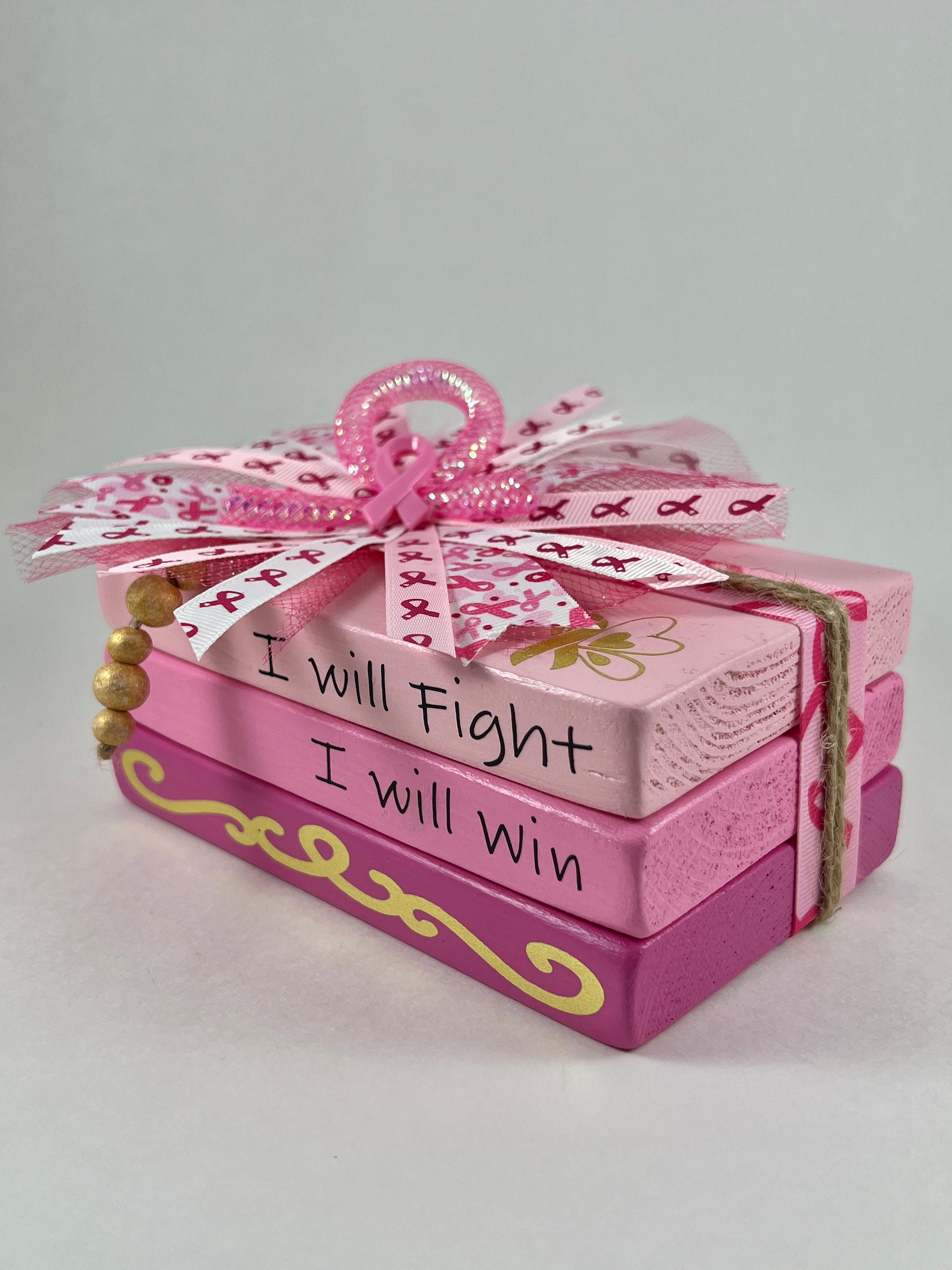 Breast Cancer Awareness Mini Book Stack Cancer Gifts for - Etsy