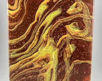 Original Abstract Fluid Art Painting: 8x10 Canvas Wall Decor