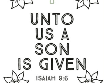 Christmas Color Sheet Packet 2021 - Unto Us a Son is Given - Christian Coloring Sheets | Sunday School Coloring Sheets