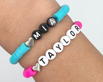 Kids Name Bracelet | Girls Heart Name Bracelet | Girls Personalized Bracelet | Kids Beaded Bracelet | Toddler Jewelry | Kids Gifts