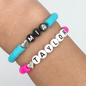 Kids Name Bracelet | Girls Heart Name Bracelet | Girls Personalized Bracelet | Kids Beaded Bracelet | Toddler Jewelry | Kids Gifts