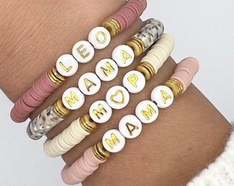 Heishi Name Bracelet | Custom Name Bracelet | Stacking Bracelet | Gifts For Mom | Mama Bracelet | Personalized Name Bracelet | Word Bracelet