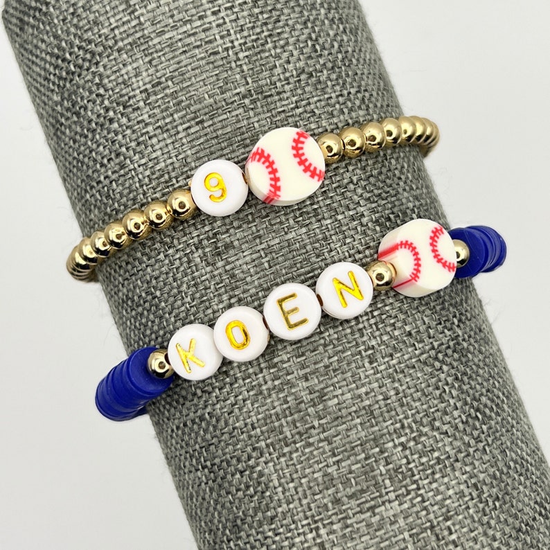 Baseball Mom Bracelet Personalized Baseball Bracelet Set Baseball Gift for Women Team Colors Bracelet Custom Sports Bracelet image 2