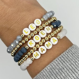 Personalized Crystal Beaded Bracelet | Beaded Crystal Name Bracelet | Mama Bracelet Stack | Beaded Name Bracelet | Letter Bead Bracelet