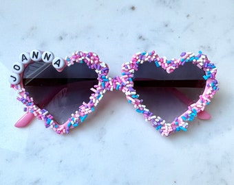 Sprinkles Custom Sunglasses | Personalized Birthday Sunglasses | Heart Shaped Glasses | Name Sunglasses | Custom Sunnies | Kids Sunglasses