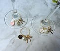 Personalized Initial Wine Glass Charms | Pearl Glass Name Tags | Coquette Bow Wine Glass Charms | Bridal Shower Favors | Bachelorette Favor