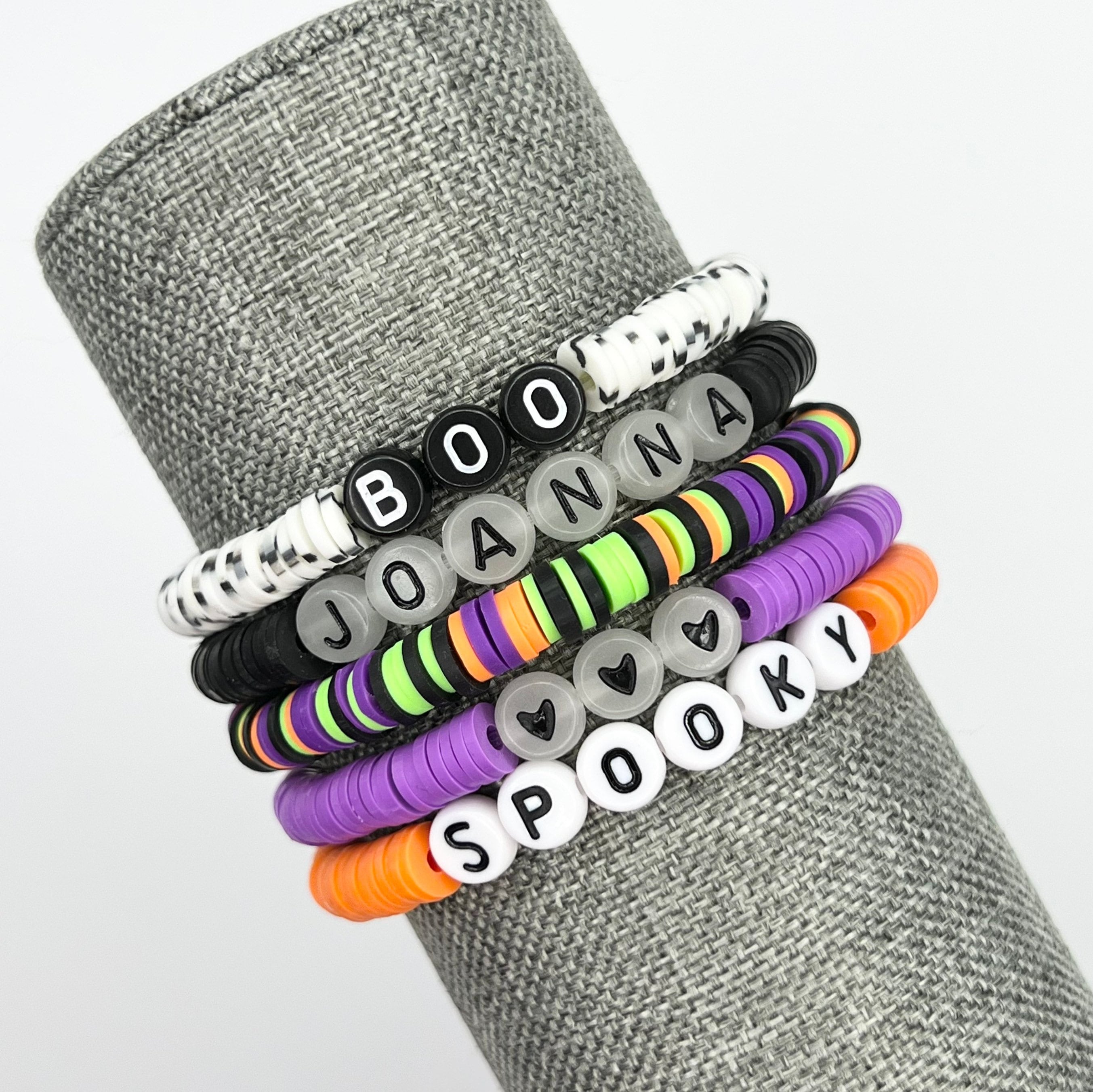 Halloween Name Bracelet Glow in the Dark Jewelry Custom - Etsy