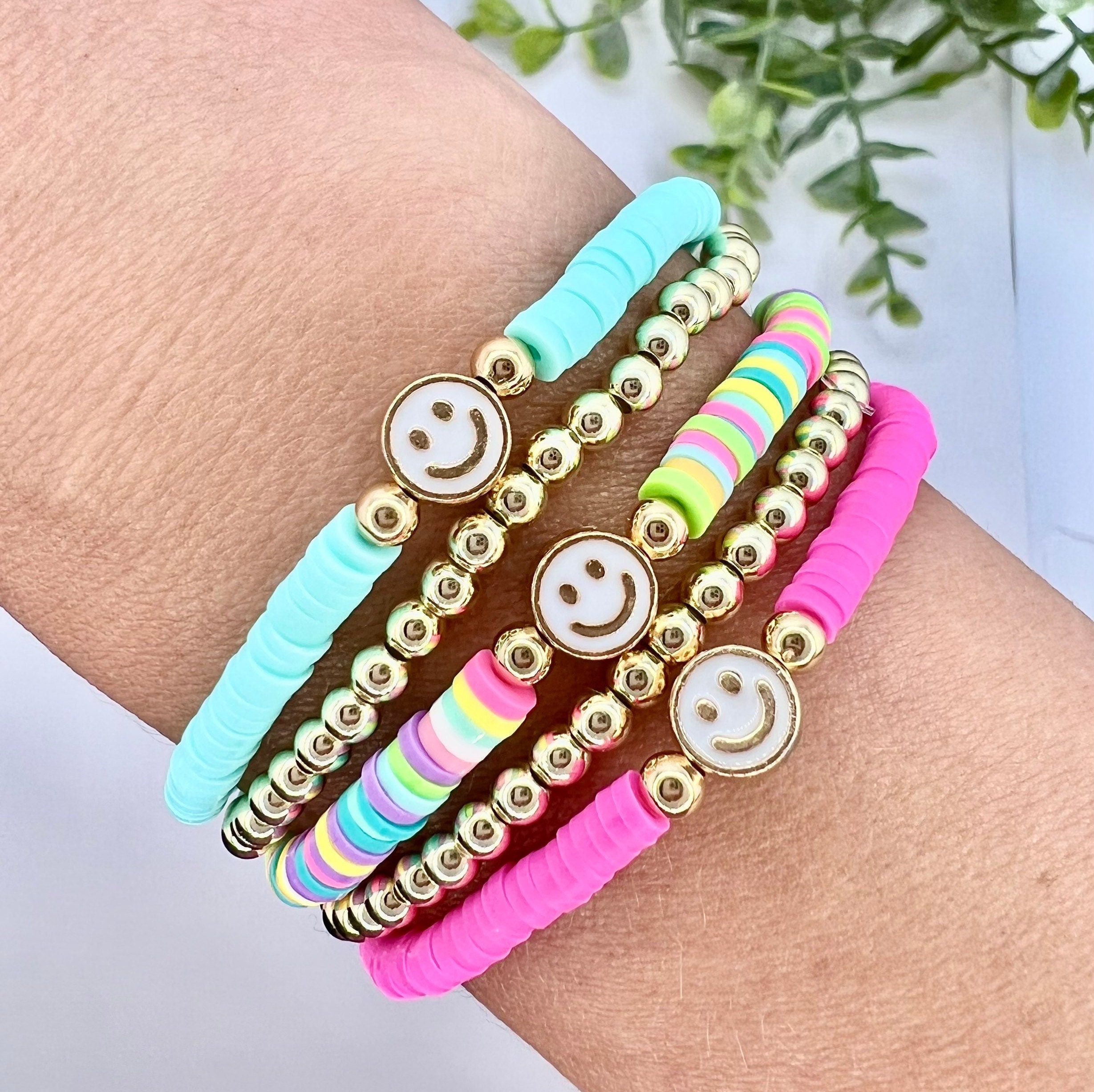 Smiley Face Bracelet | Happy Face Heishi Bracelet | Positive
