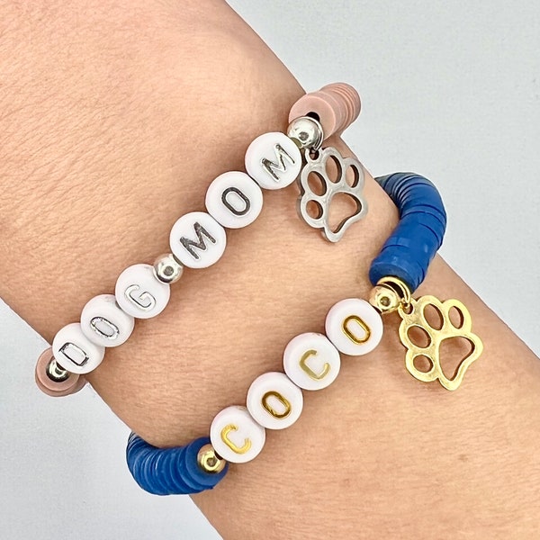 Pet Name Bracelet | Dog Name Bracelet | Dog Mom Gift | Paw Print Charm | Pet Lover Gift | Personalized Pet Jewelry | Pet Memorial