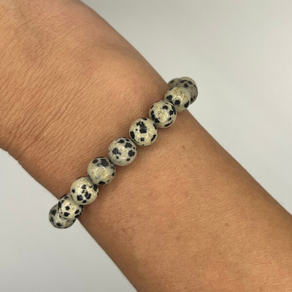 Dalmatian Jasper Beaded Bracelet | Leopard Print Bracelet | Stacking Bracelet | Gemstone Bracelet | Custom Beaded Bracelet