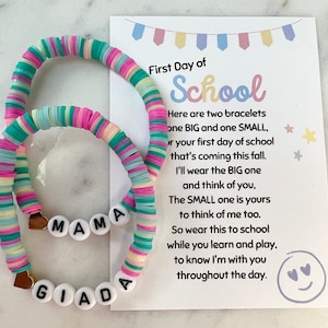 First Day of School Bracelet Set | Mommy and Me Bracelet | Kindergarten Bracelet | Back to School Bracelet | First Day of Preschool | Heart