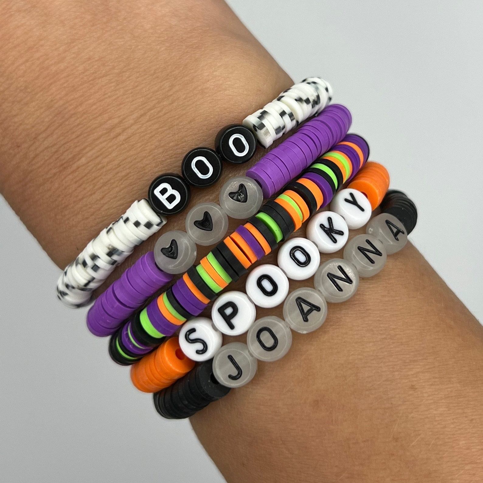 Halloween Name Bracelet Glow in the Dark Jewelry Custom - Etsy