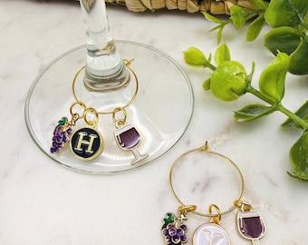 Vinyard Wedding Charms, Winery Girls Trip Favor, Bachelorette Party Favor, Grapes and Wine Glass, Wine Lover Gift, Wine Themed Charms
