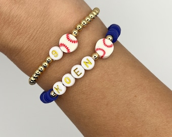 Baseball Mom Bracelet | Personalized Baseball Bracelet Set | Baseball Gift for Women | Team Colors Bracelet | Custom Sports Bracelet