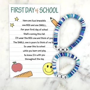 First Day of School Bracelet for Boys | Mom and Son Matching Bracelet Set | Back to School Gift | Boy Mom Matching Bracelet Set | Pre-K Gift