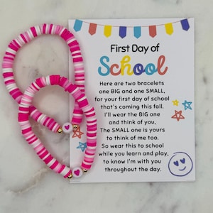Back to School Mommy and Me Bracelets | Matching Heart Bracelet Set | First Day of School Bracelets | Colorful Heart Bracelet