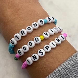 Mantra Bracelet | Custom Beaded Word Bracelet | Friendship Bracelet | Beaded Bracelets | Motivational Bracelet | BFF Gift | Party Favor