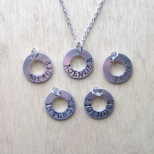 Gender Necklace | LGBTQIA+ Pride | Metal Stamped Necklace | % of profits donated | The Trevor Project
