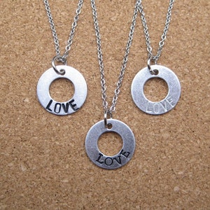 Love | LGBTQIA+ | Metal Stamped Necklace | % of profits donated |circles