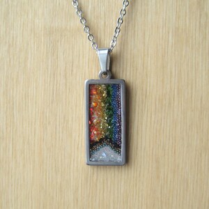 Rainbow Progress Pride Flag Necklace | % of profits donated | flag colors | rectangle