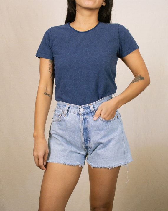 Vintage 90s Blue Baby Tee | Size Small | Stretchy… - image 3