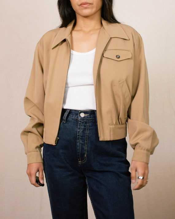 Vintage 70s Cropped Camel Jacket | Size Small-Med… - image 1