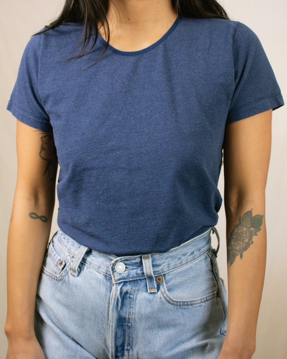 Vintage 90s Blue Baby Tee | Size Small | Stretchy… - image 4