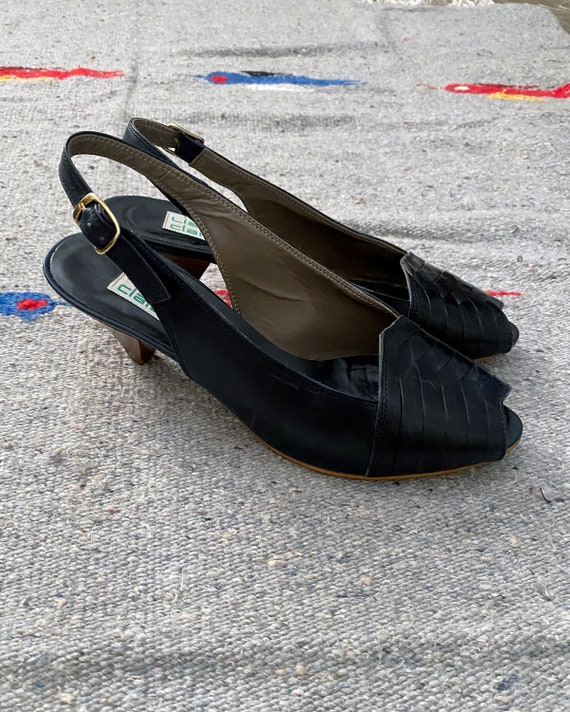 Vintage 80s Navy Leather Heel | Size 7 | Liz Clai… - image 2