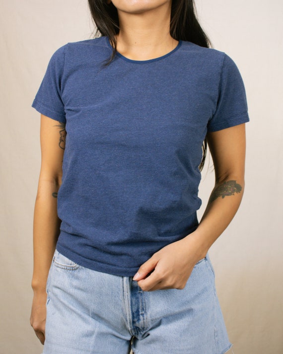 Vintage 90s Blue Baby Tee | Size Small | Stretchy… - image 5