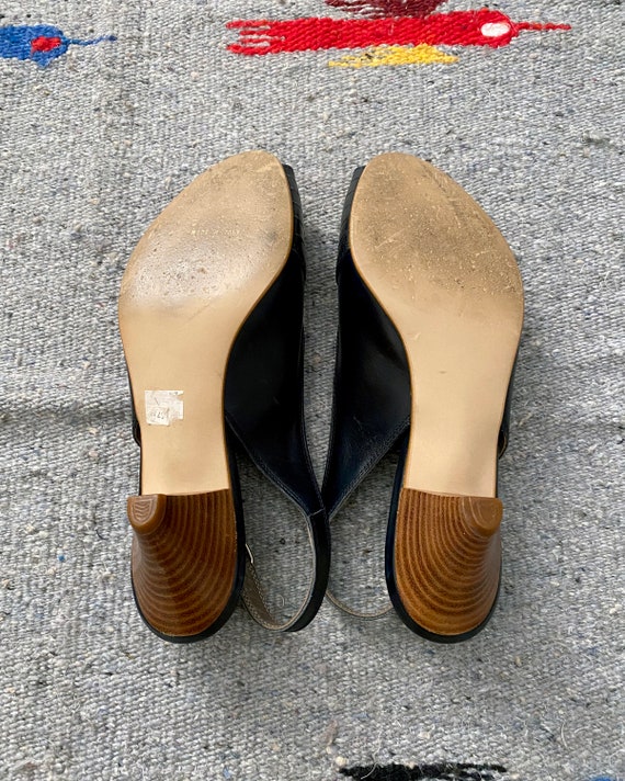 Vintage 80s Navy Leather Heel | Size 7 | Liz Clai… - image 8