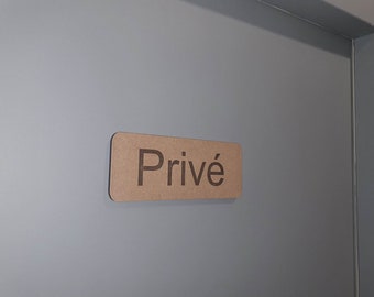 Panneau Privé en MDF, plaque de porte en bois, Pictogramme signalétique de porte