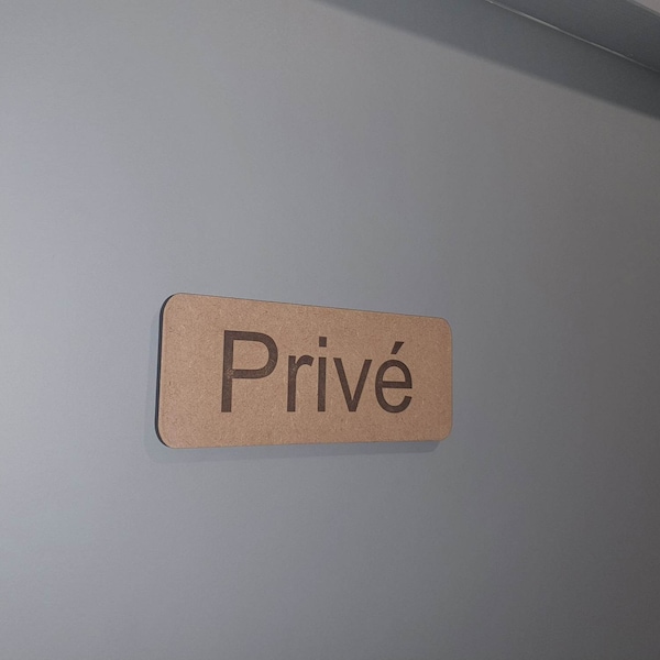 Panneau Privé en MDF, plaque de porte en bois, Pictogramme signalétique de porte