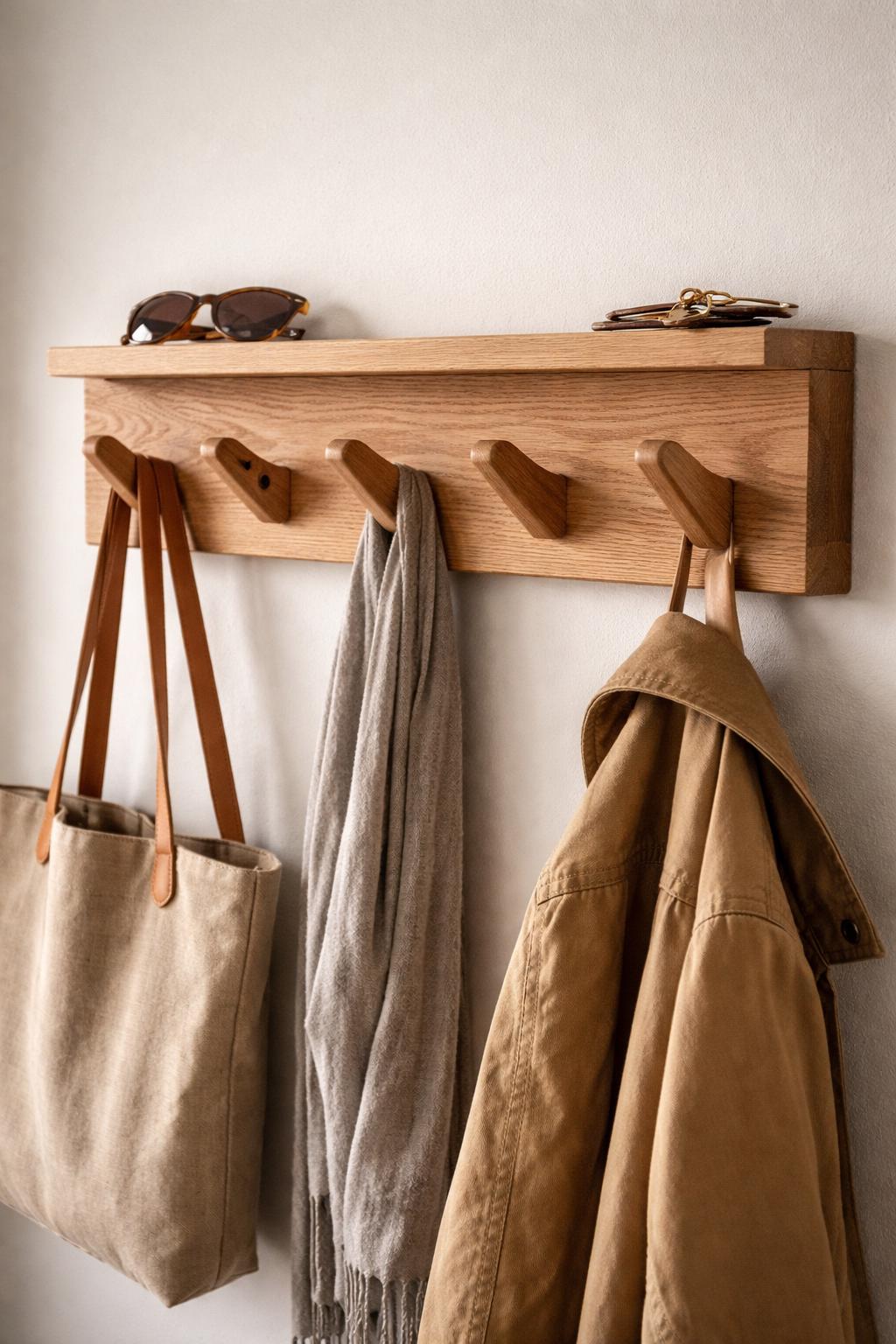 Porte-Manteau Mural En Chêne Massif - Patère Bois Naturel Fabrication Artisanale Française Entrée Design