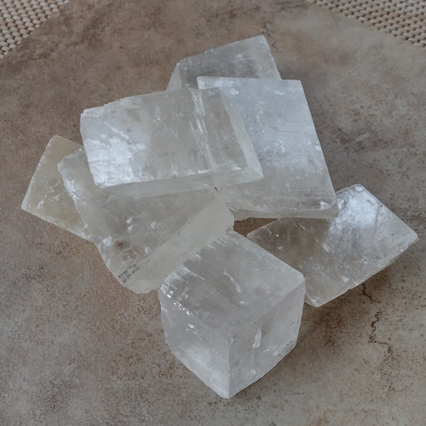 Optical Crystal Calcite Jewelry Making Crafting Large Raw Natural Cubed Gemstone Healing Arts Chakra Cleansing Icelandic Spar Specimen