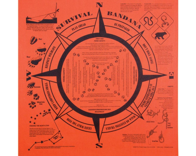 Survival Bandana Emergency Orange Handkerchief Backpacking Hiking