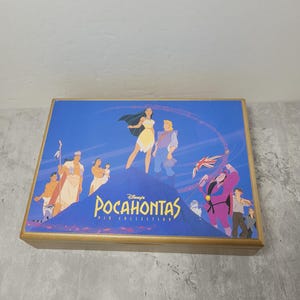 Vintage Disney Pocahontas Gedenk 6 Pin Set Holzkiste Pin Sammlung