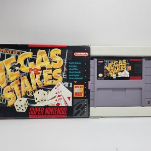 Vintage Vegas Stakes Super Nintendo SNES Videojuego - Rare Vintage 90's SNES Nintendo Authentic Game