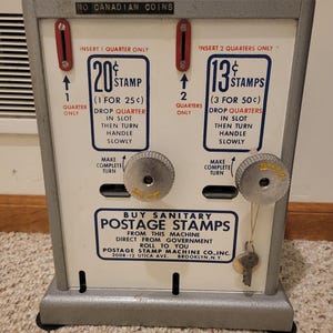 Vintage Kup Pieczątki Sanitarne Podwójny Bank Automat Vendingowy ~ Darmowa Wysyłka