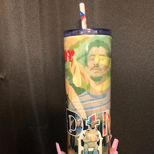 bad bunny DTMF cup with pr flag straw