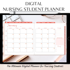 Digital Nursing Student Planner, Undated digital planner, Academic Planner, Goodnotes