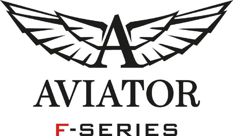 May include: A black and white logo with a wing design above the word "AVIATOR". Below, the text "F-SERIES" is in red. The logo is a modern design, suitable for branding and product identification.