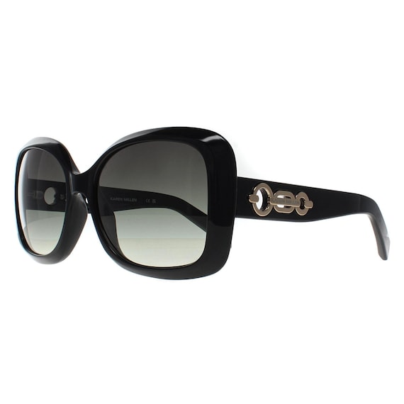Karen Millen - KM5053 001 57 - Classic Black - Oversized Sunglasses - Green Gradient Lens