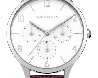 Karen Millen - KM155V - Multi-Dial - Purple Leather Strap - Analogue - Desireable