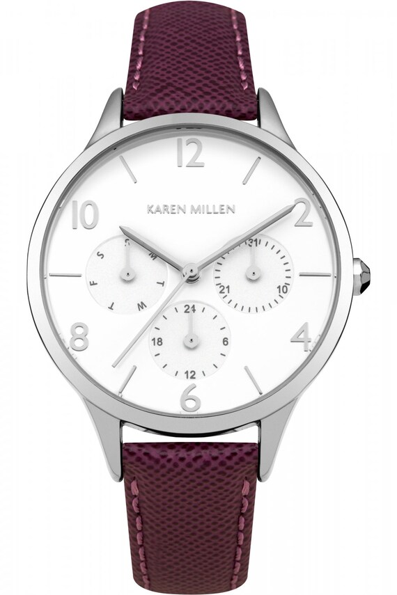 Karen Millen - KM155V - Multi-Dial - Purple Leather Strap - Analogue - Desireable