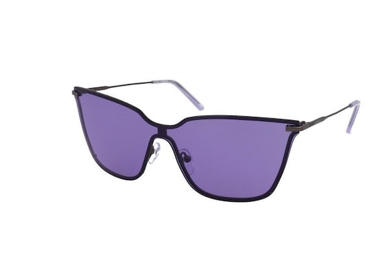 Calvin Klein - Mask Shape Unisex Sunglasses - Purple/Silver Frame - Purple Lenses - CK18115S (550)