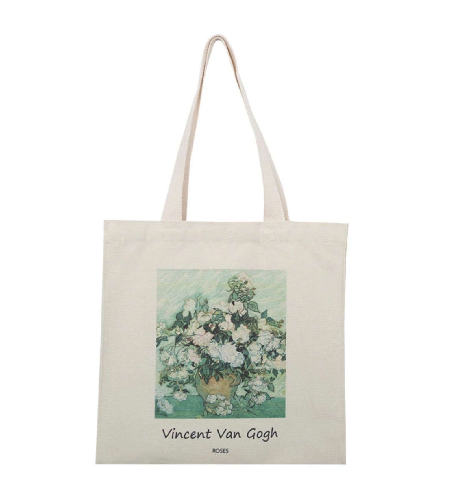 White Rose Van Gogh Tote Bag Canvas Shoulder Bag Reusable Etsy